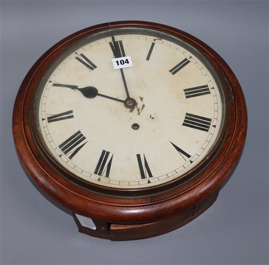 A mahogany wall clock, later movement Diameter 30cm